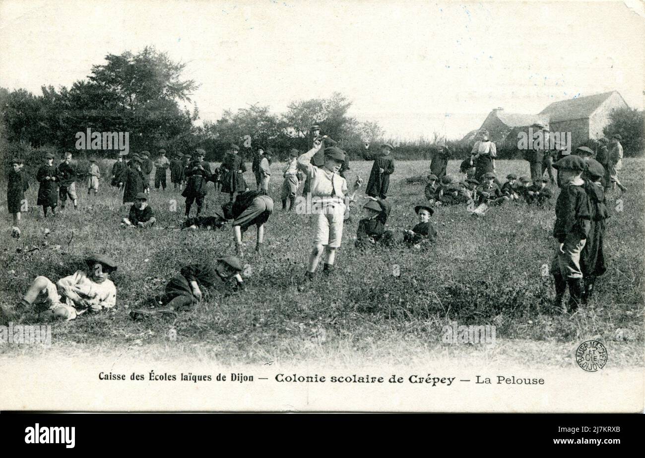 Crépey, Sommerlager Abteilung: 54 - Meurthe-et-Moselle Region: Grand Est (ehemals Lothringen) Vintage Postkarte, Ende 19. - Anfang 20. Jahrhundert Stockfoto