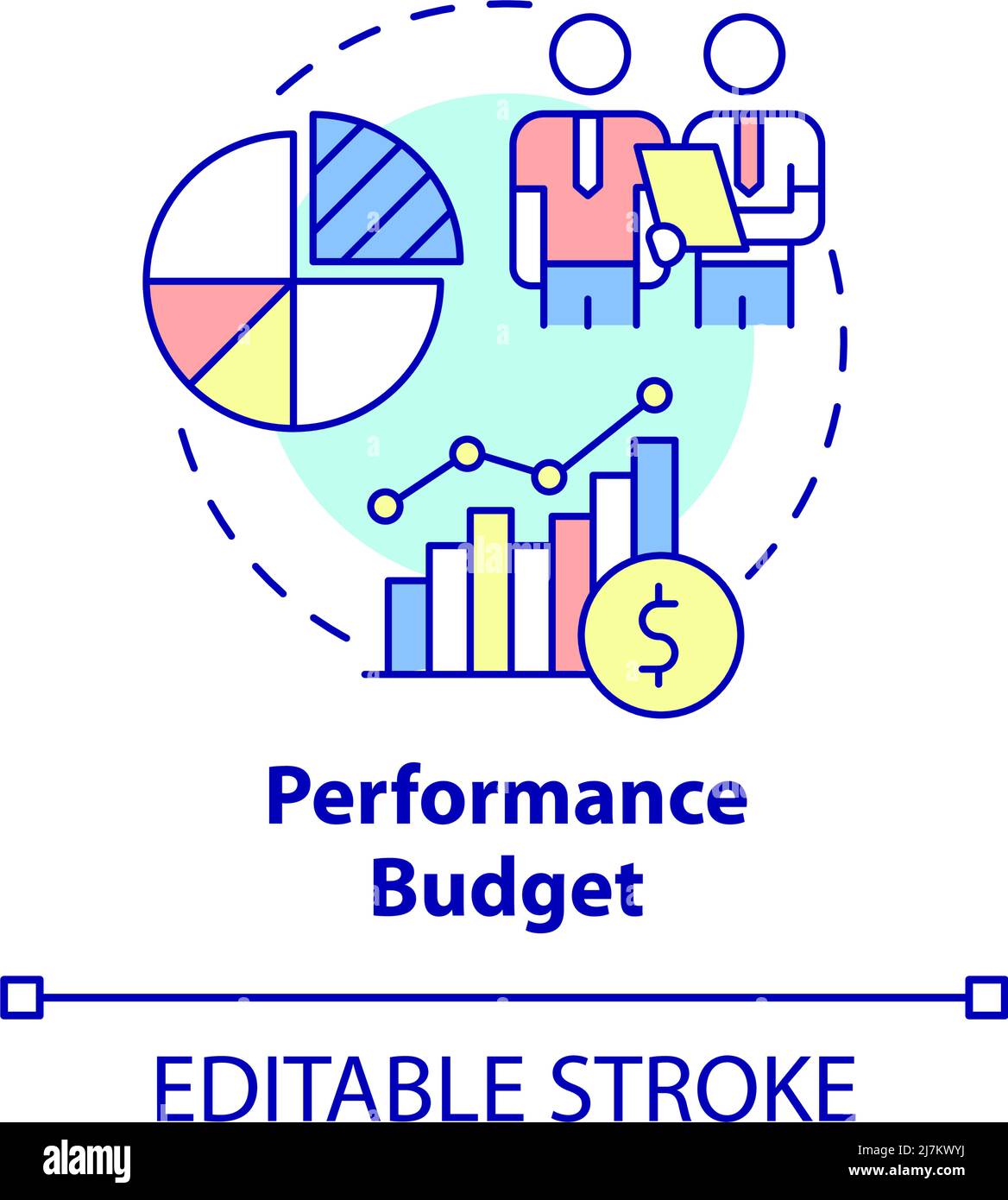 Symbol für das Konzept des Leistungsbudgets Stock Vektor