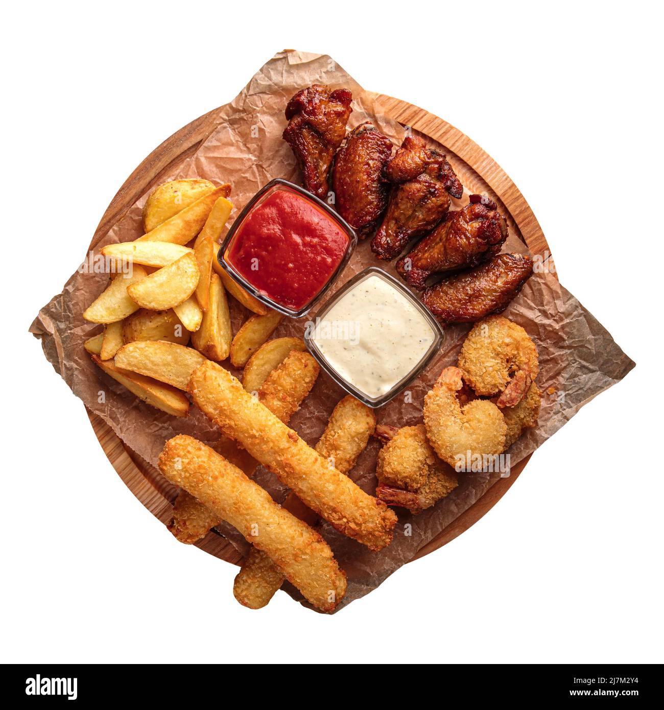 Isolierte Platte mit gebratenen Vorspeise salzigen Snack Stockfoto