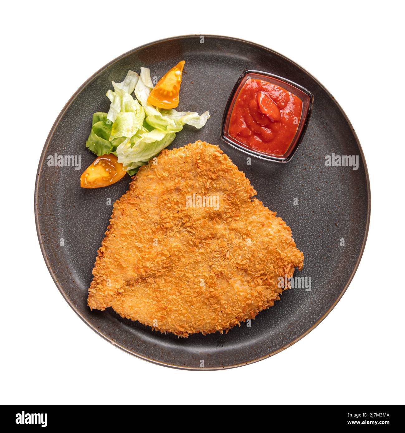 Isolierte Portion Hühnerschnitzel Stockfoto