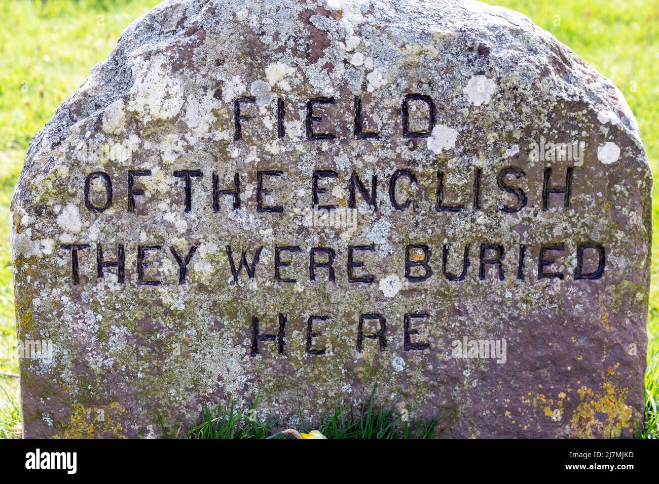 Die englischen Begräbnisse auf dem Schlachtfeld von Culloden Moor Schottland Stockfoto