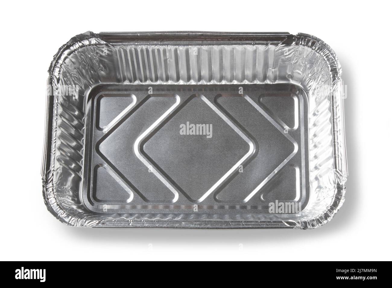 Lebensmitteltaugliches Aluminium, Lebensmittelbehälter isoliert auf Weiß Stockfoto