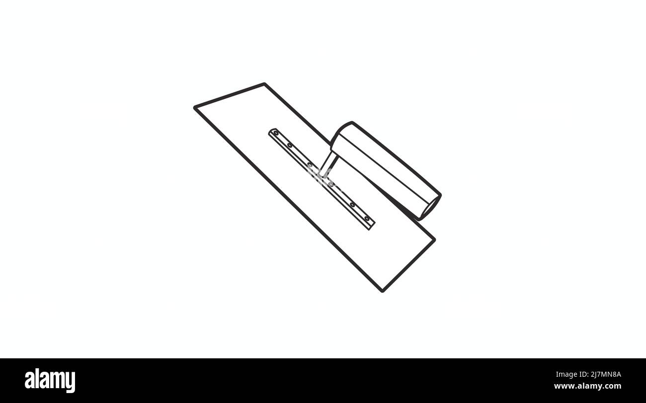 Vektor isoliert Illustration einer Maurerkelle. Linear bearbeitbare Schwarzweißdarstellung Stock Vektor