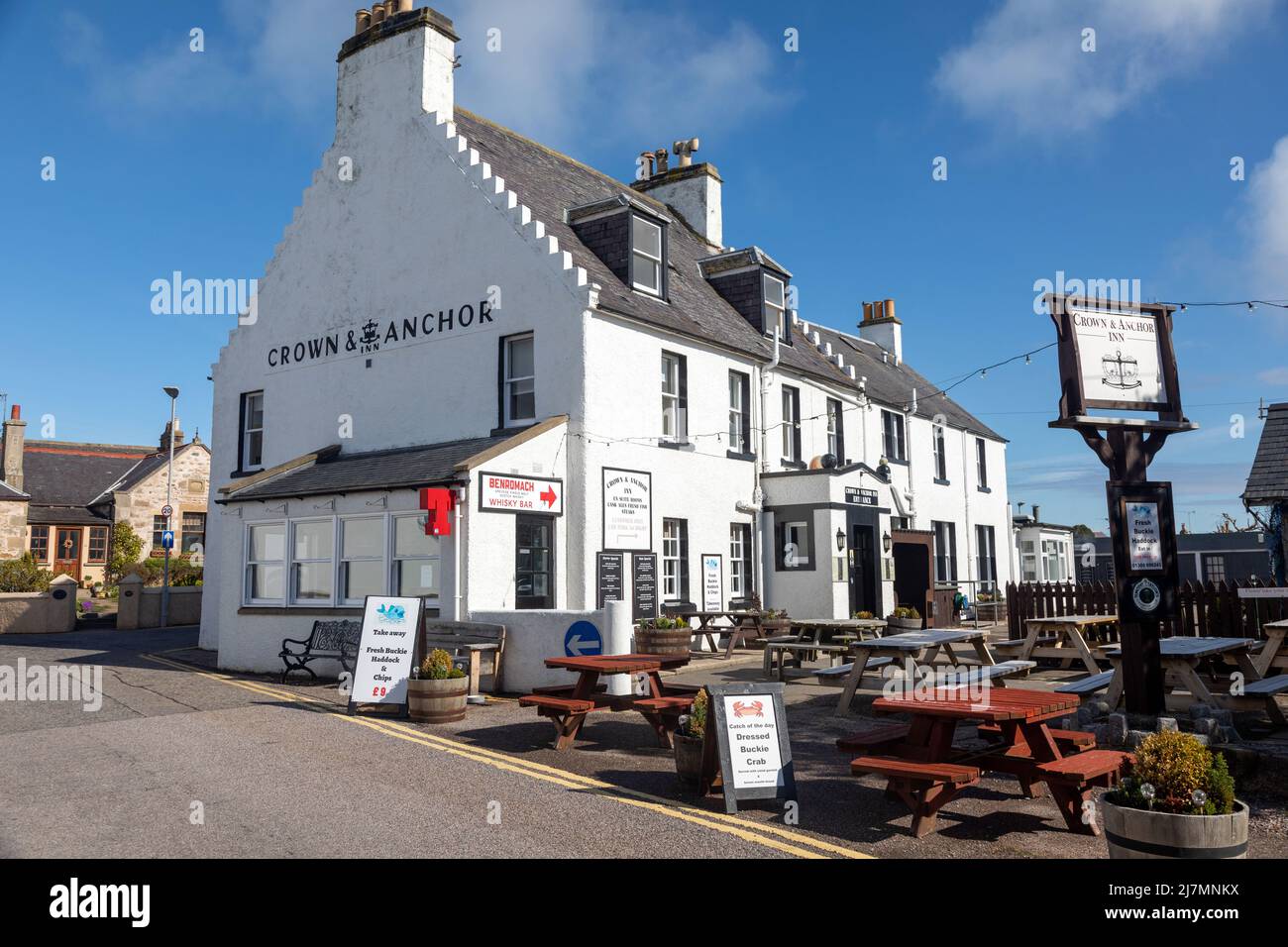 Dort Crown and Anchor Pub in Findhorn Schottland Stockfoto