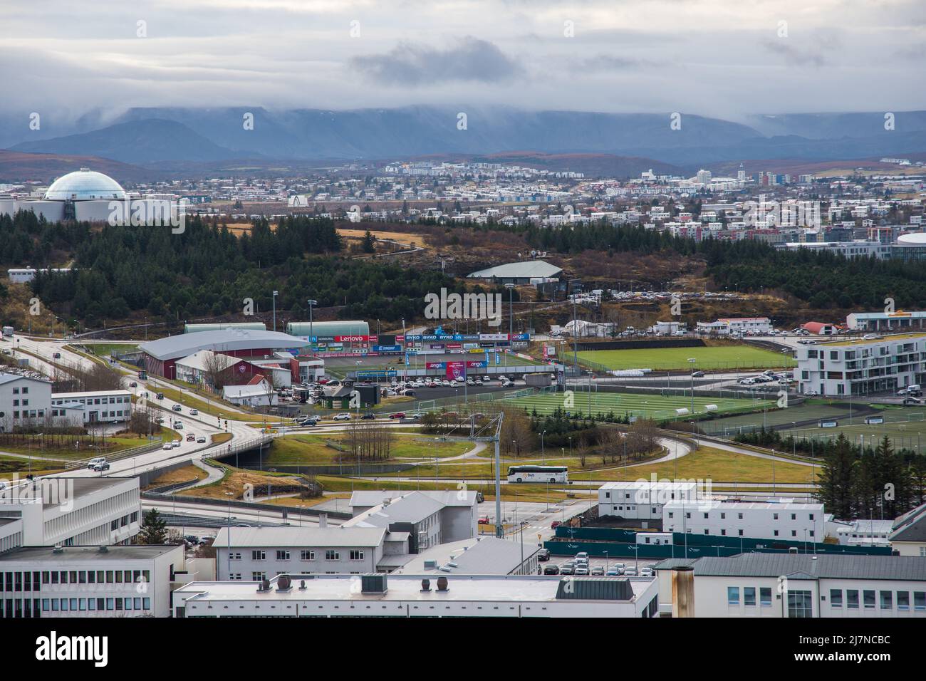 Reykjavik, Island - Oktober 23. 2021: Blick über die Stadt Reykjavik Stockfoto