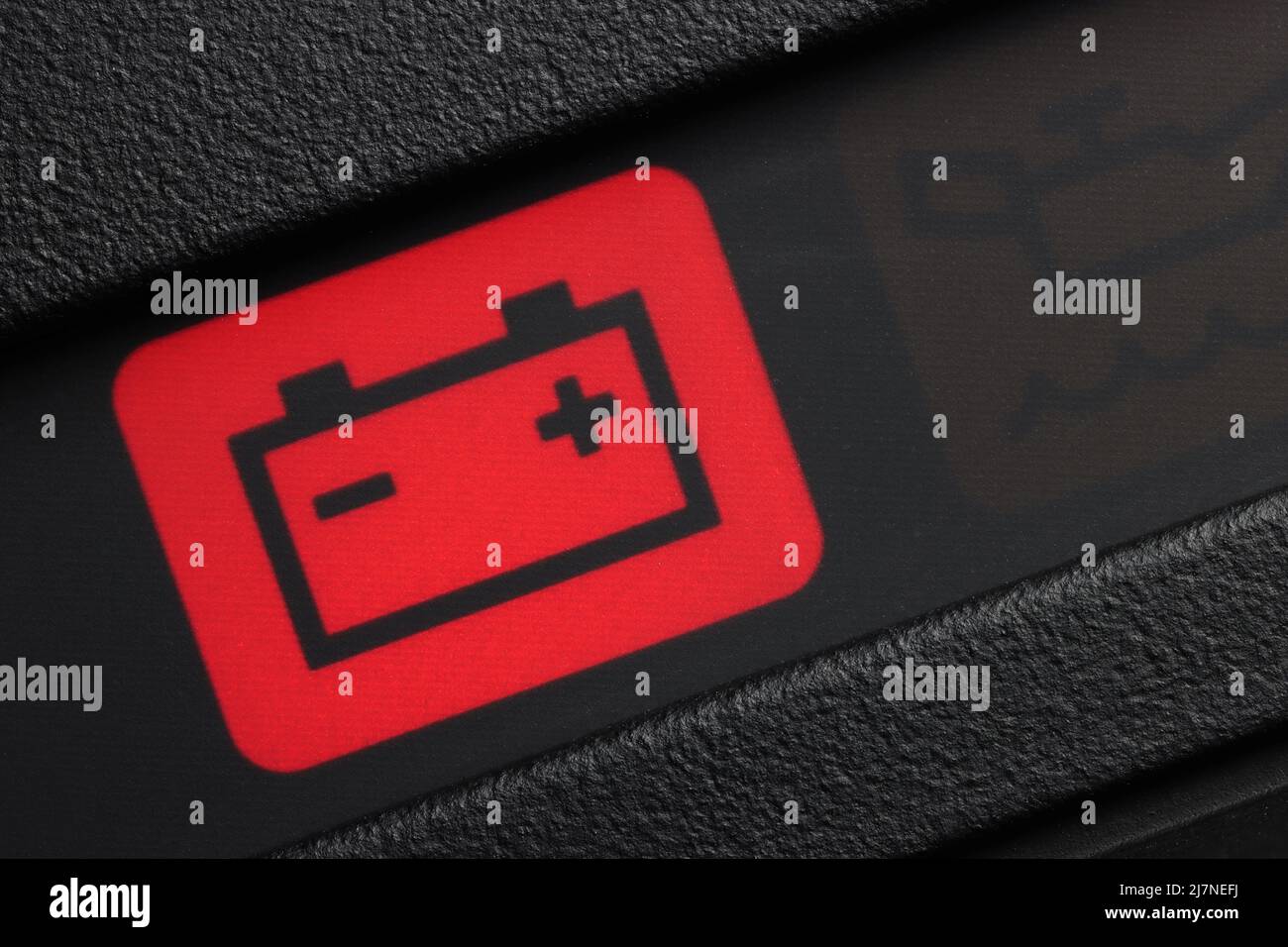 Batterie Warnleuchte im Armaturenbrett Stockfoto