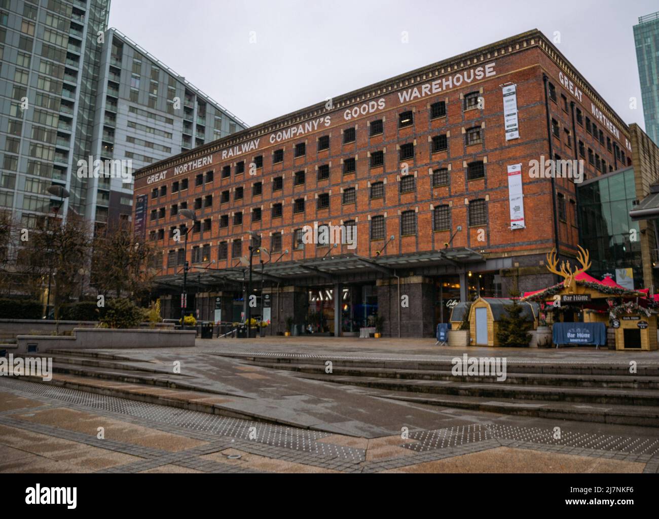 Great Northern Warehouse, ein denkmalgeschütztes Gebäude der Klasse II*, befindet sich in Deansgate, Manchester, Greater Manchester, Großbritannien. Stockfoto