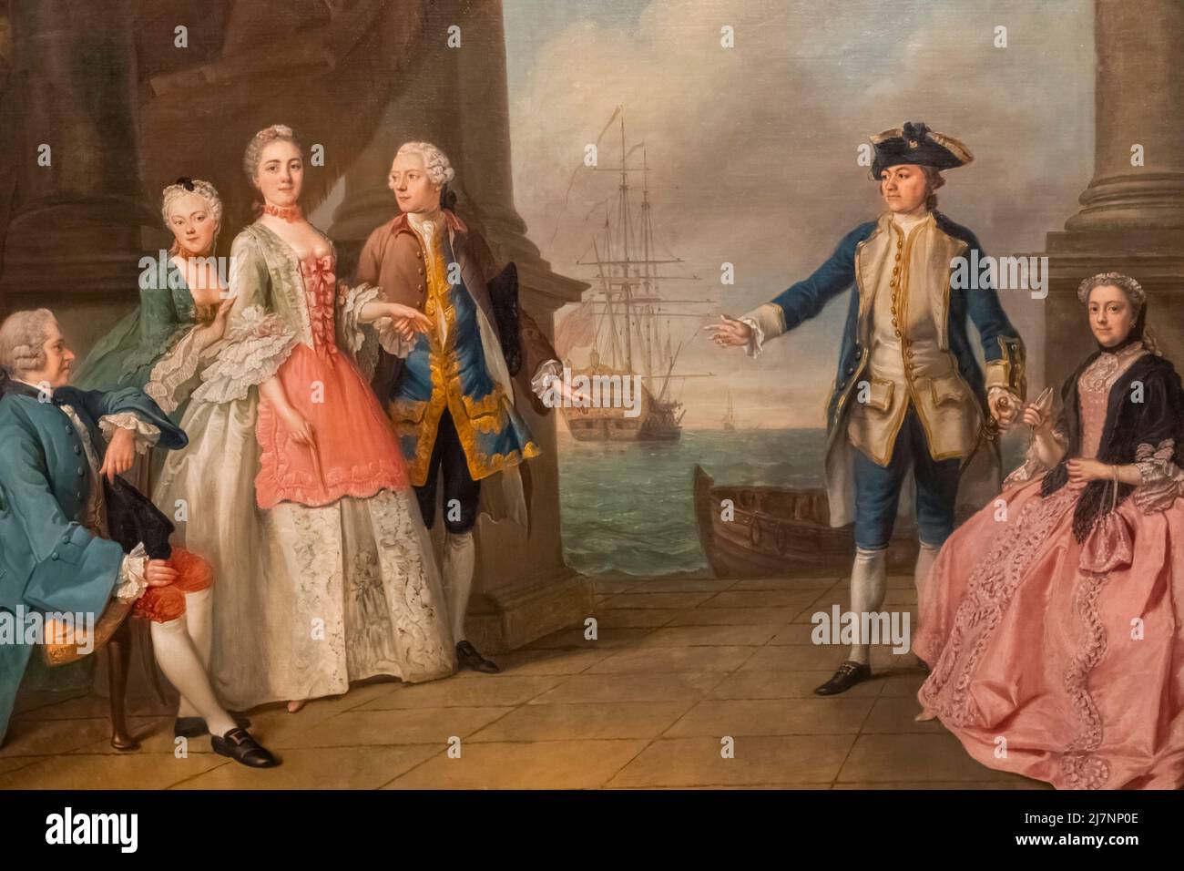 Gemälde des Hon. Frau Constantine Phipps wird dazu geführt, ihren Bruder zu begrüßen, Kapitän der Hon.Augustus Hervey, später 3. Earl of Bristol von den Künstlern H Stockfoto