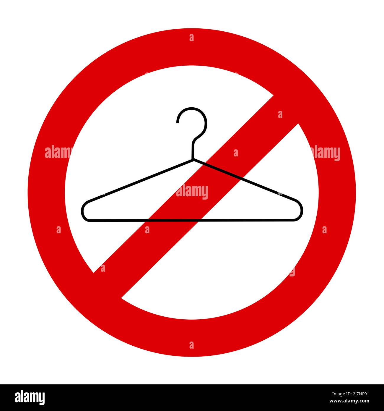 Kleiderbügel als Metapher für selbst verursachte Abtreibung. Abbruch wird verboten, verboten, illegal und abgebrochen. Vektordarstellung des Symbols, das auf Whi isoliert ist Stockfoto