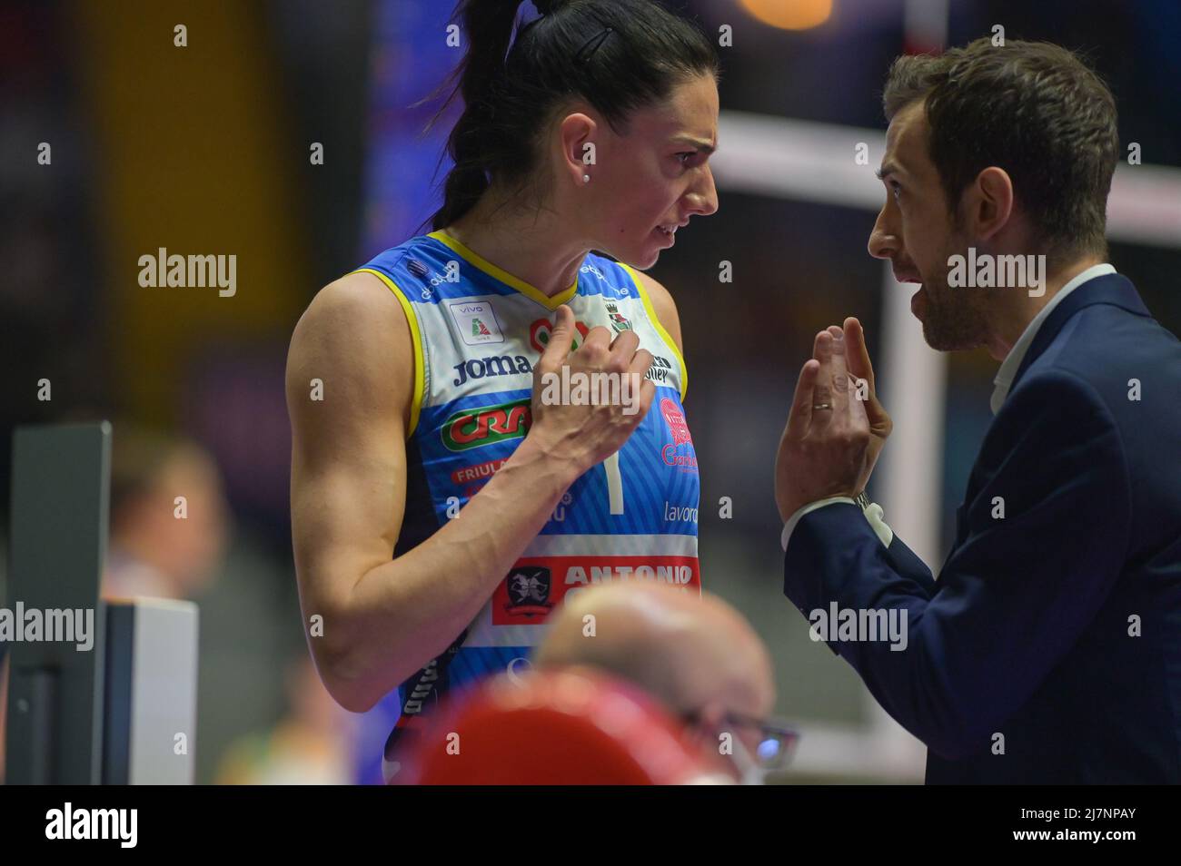 Conegliano, Italien, 10/05/2022, Van ecke Lise (Imoco Volley Conegliano) Cheftrainer Daniele Santarelli Stockfoto