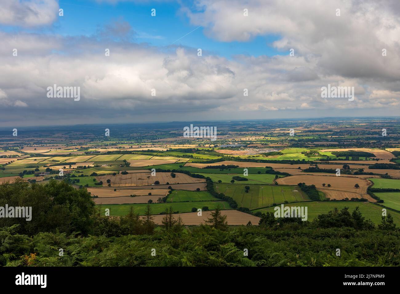 Die Felder von Shropshire, England, Rollen in den Hintergrund von oben auf dem Wrekin Stockfoto