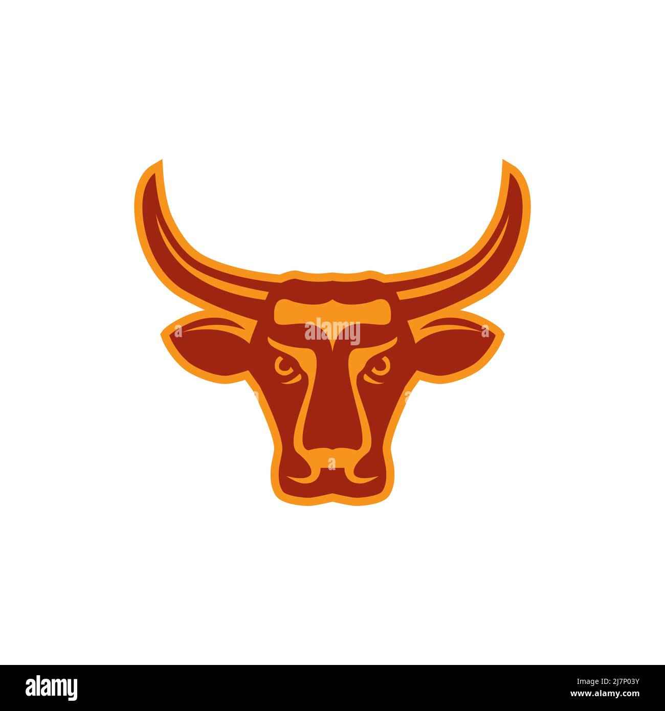 Kopf des Stiers isoliert auf weißem, Logo-Vektor Stockfoto
