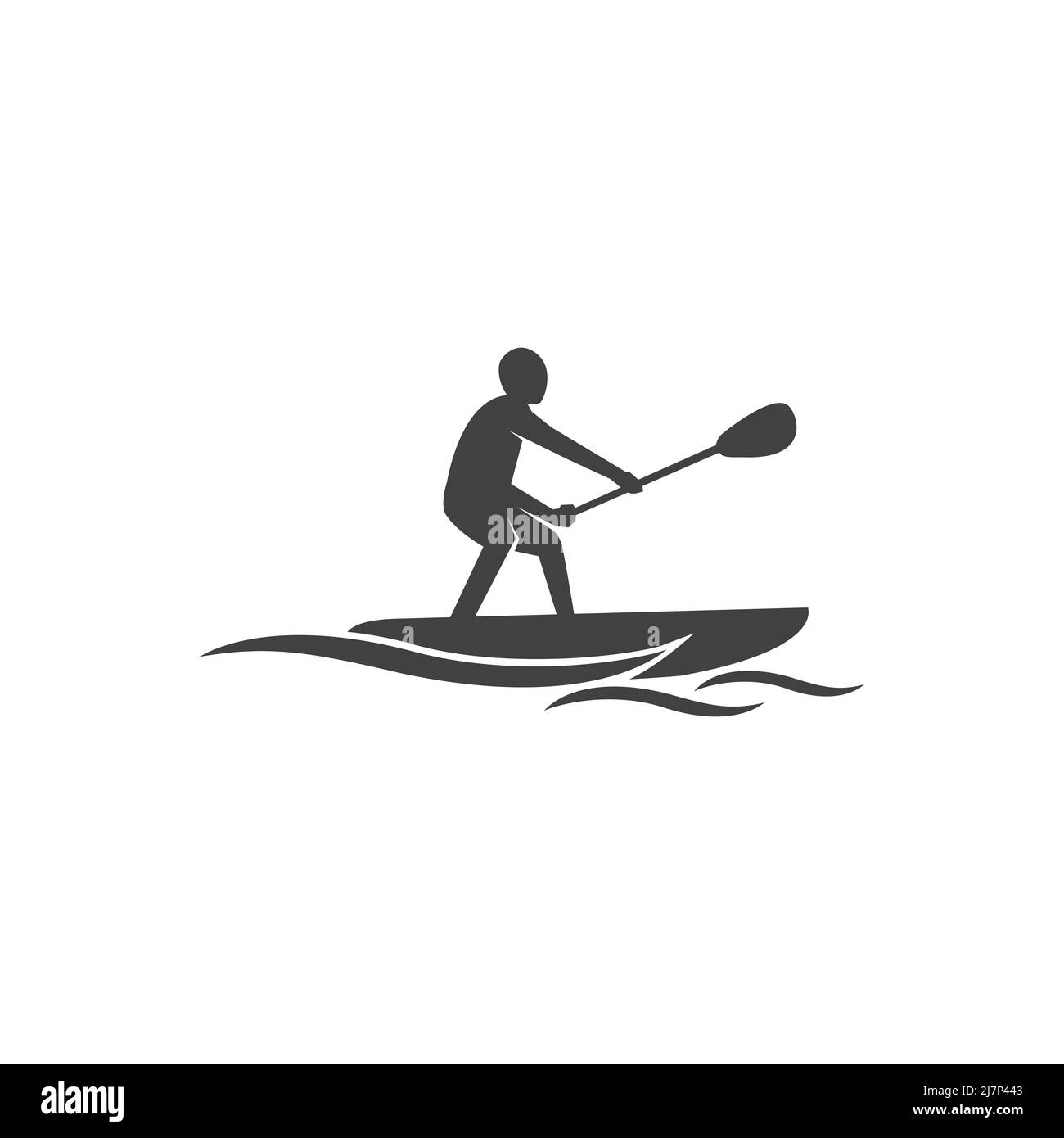 Paddle Board Silhouette Logo Vektor Stockfoto