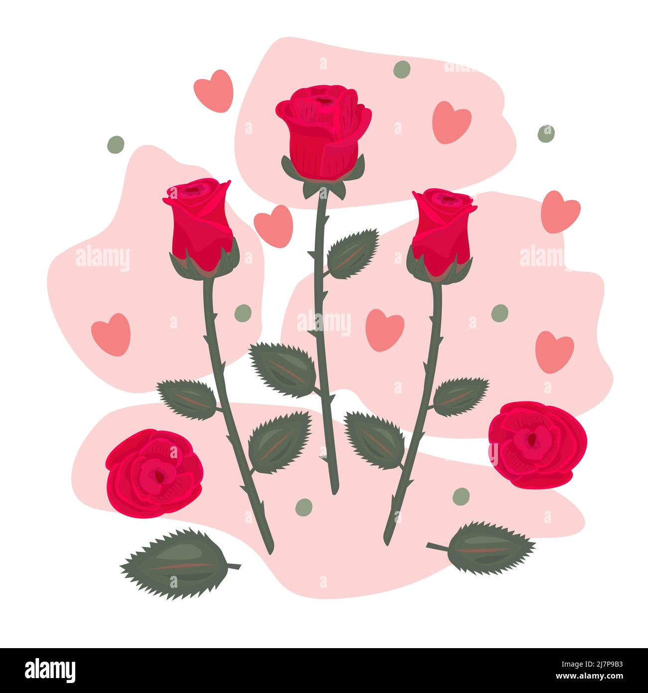 Komposition aus roten Rosen, bunte Illustration Stock Vektor