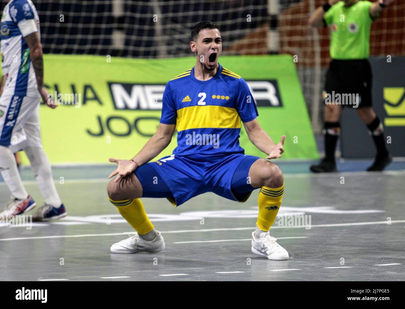 FOZ DO Iguaçu, PR - 10.05.2022: FUTSAL-WELTMEISTERSCHAFT UNTER 21 - die Futsal-Weltmeisterschaft unter 21 findet vom 10.. Bis 15.. Mai in Paranaguá in Paraná statt. Am ersten Wettkampftag besiegte das Pato Futsal-Team aus Paraná die Boca Juniors aus Argentinien mit 7 zu 4 Punkten. (Foto: Christian Rizzi/Fotoarena) Stockfoto