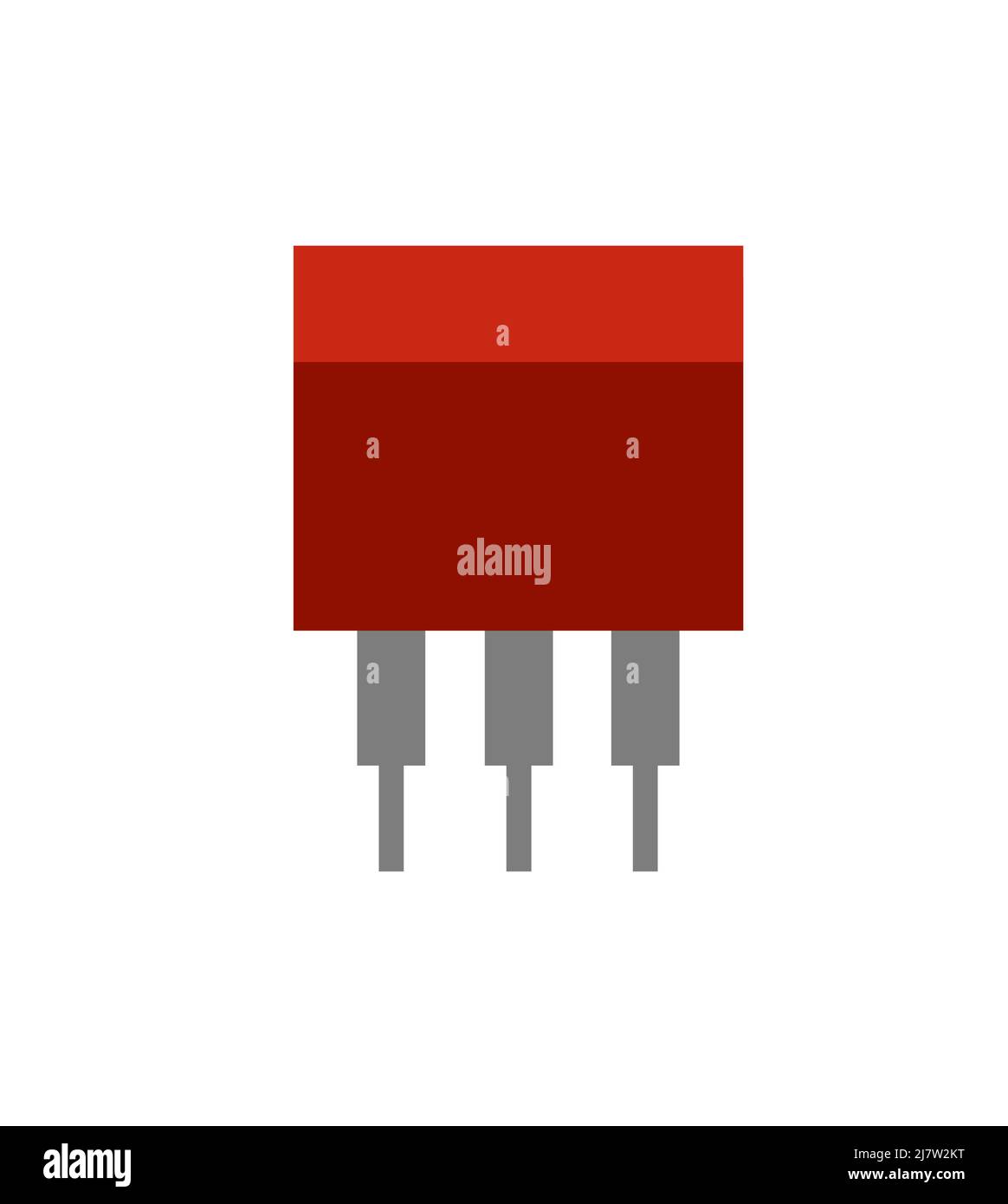 Transistor mit drei Kontakten. Element für Funkschaltung. Objekt auf weißem Hintergrund isoliert. Elektronik-Details. Vektor. Stock Vektor