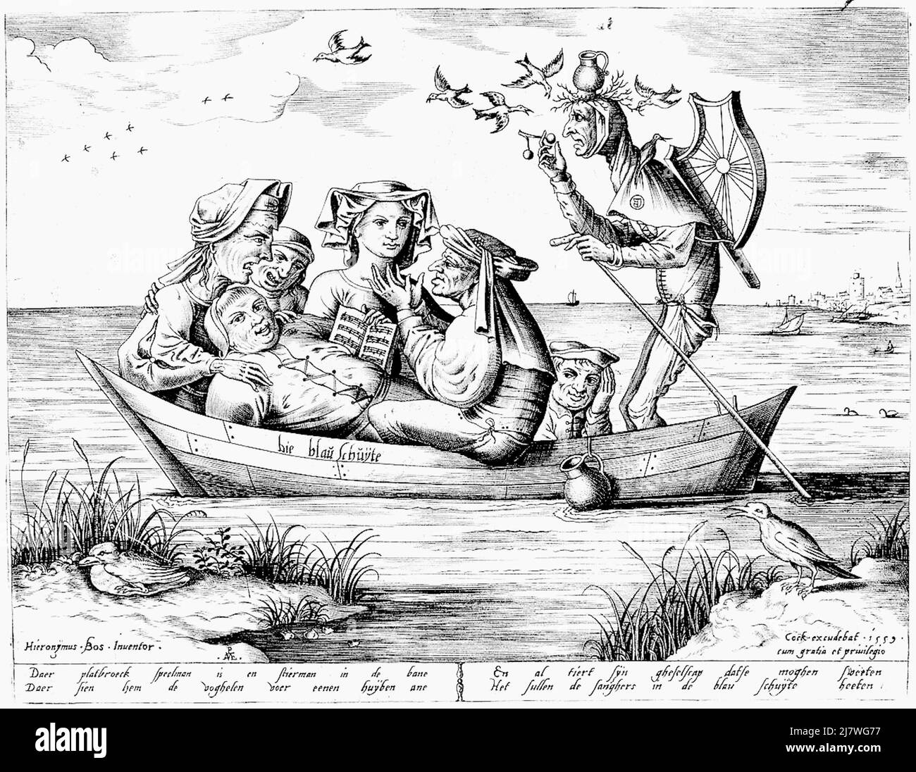 Pieter van der Heyden nach Hieronymus Bosch - das Schiff der Narren - 1559 Stockfoto