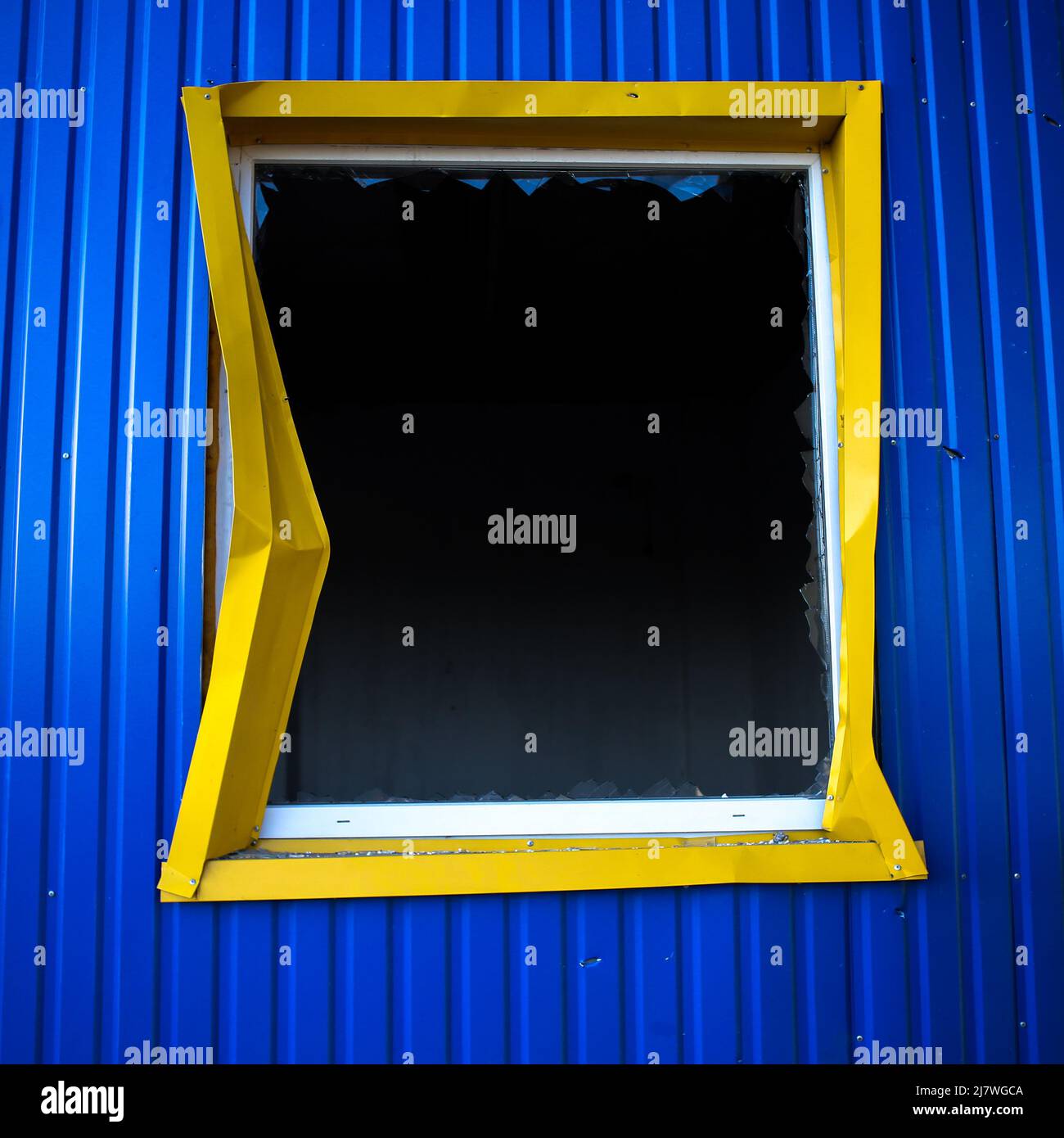 Michael Bunel / Le Pictorium - die Farben der Ukraine - 22/05/2014 - Ukraine / Donbass / slaviansk - das Fenster eines Gebäudes, das sich nur wenige Meter entfernt befindet Stockfoto