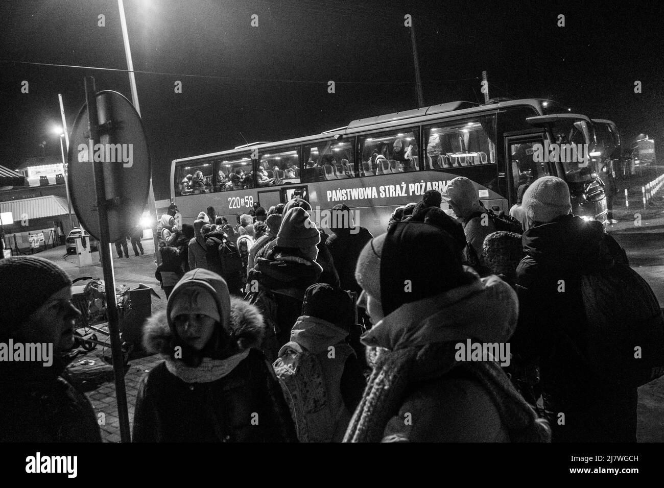 Michael Bunel / Le Pictorium - Flüchtlinge an der polnisch-ukrainischen Grenze nach dem Einmarsch der russischen Armee in die Ukraine - 4/3/2022 - - AT Stockfoto