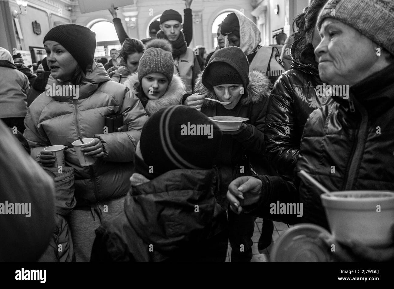 Michael Bunel / Le Pictorium - Flüchtlinge an der polnisch-ukrainischen Grenze nach dem Einmarsch der russischen Armee in die Ukraine - 4/3/2022 - Polen / Stockfoto