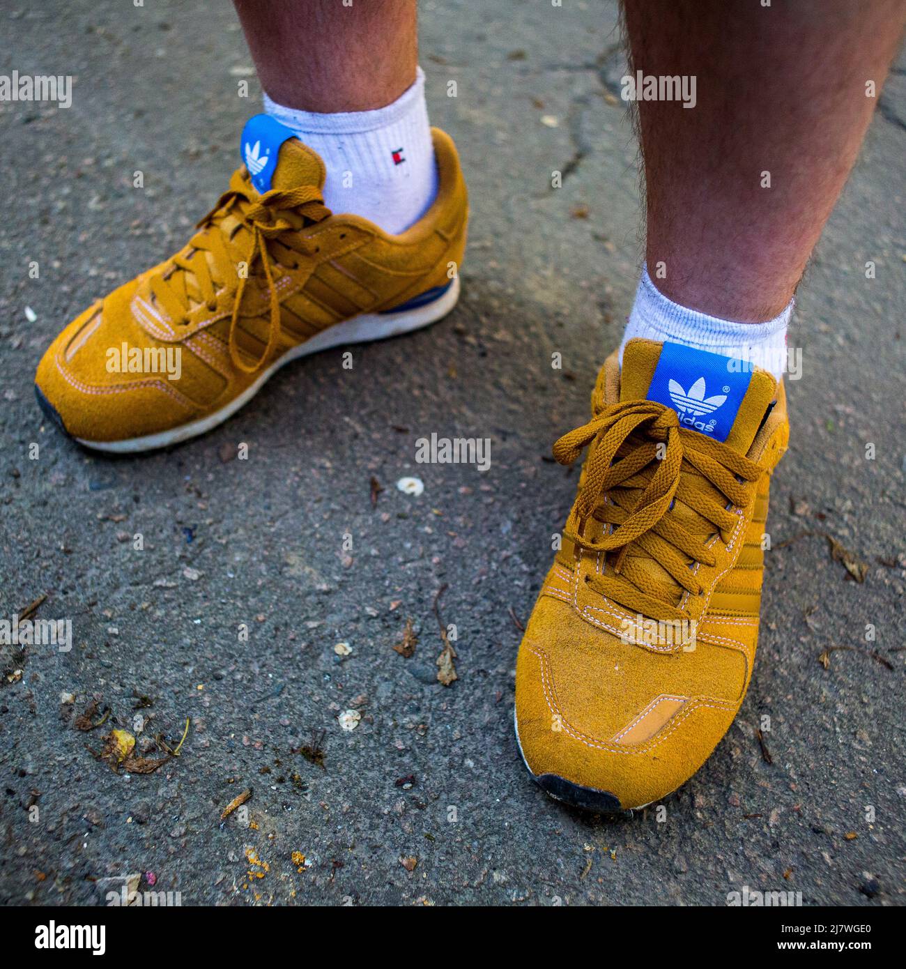 Michael Bunel / Le Pictorium - die Farben der Ukraine - 14/05/2014 - Ukraine / Donbass / slaviansk - Ein Stare mit adidas in den Farben der Ukr Stockfoto