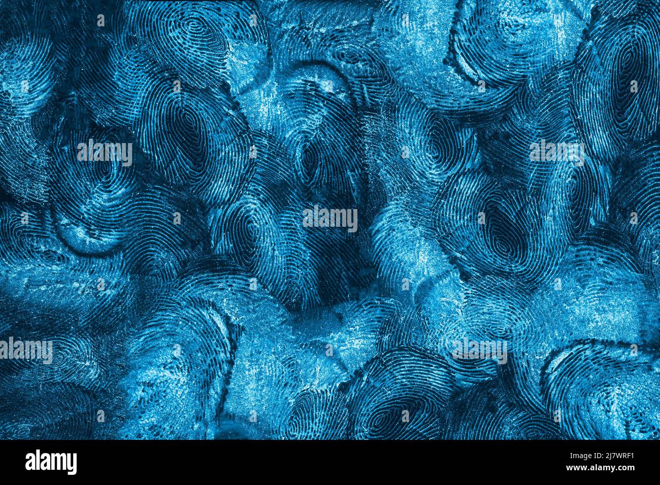 Blaue Farbe Fingerabdruck Hintergrundmuster, Textur der Fingerhaut Stockfoto