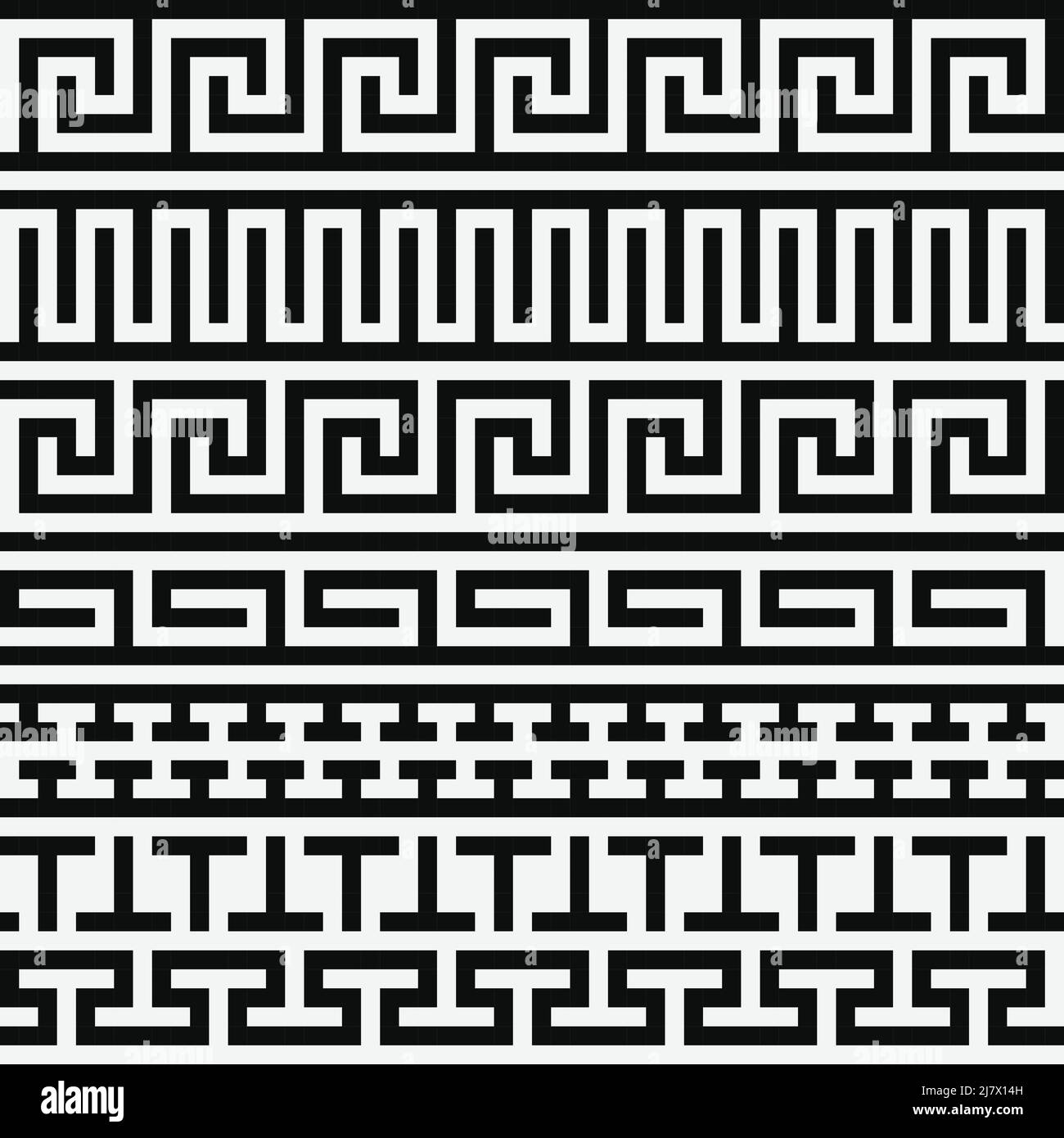 Im griechischen Stil monochromes, nahtloses Muster. Moderne, stylische Textur. Geometrische Fliesen mit Mäander-Ornament. Stock Vektor