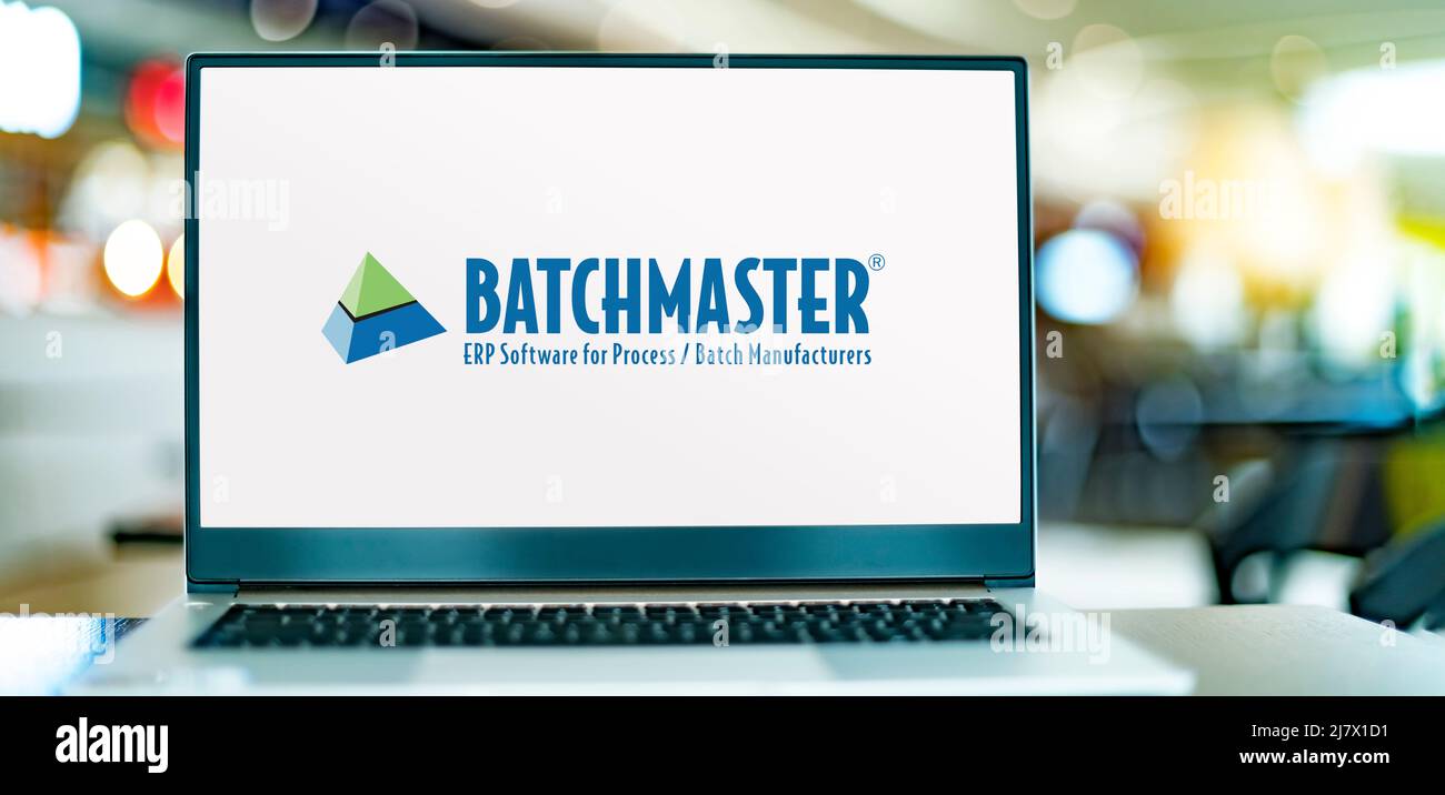 POZNAN, POL - 8. DEZ 2021: Laptop-Computer mit Logo von BatchMaster Software ist ein Softwareunternehmen, das Enterprise Resource Planning (E Stockfoto
