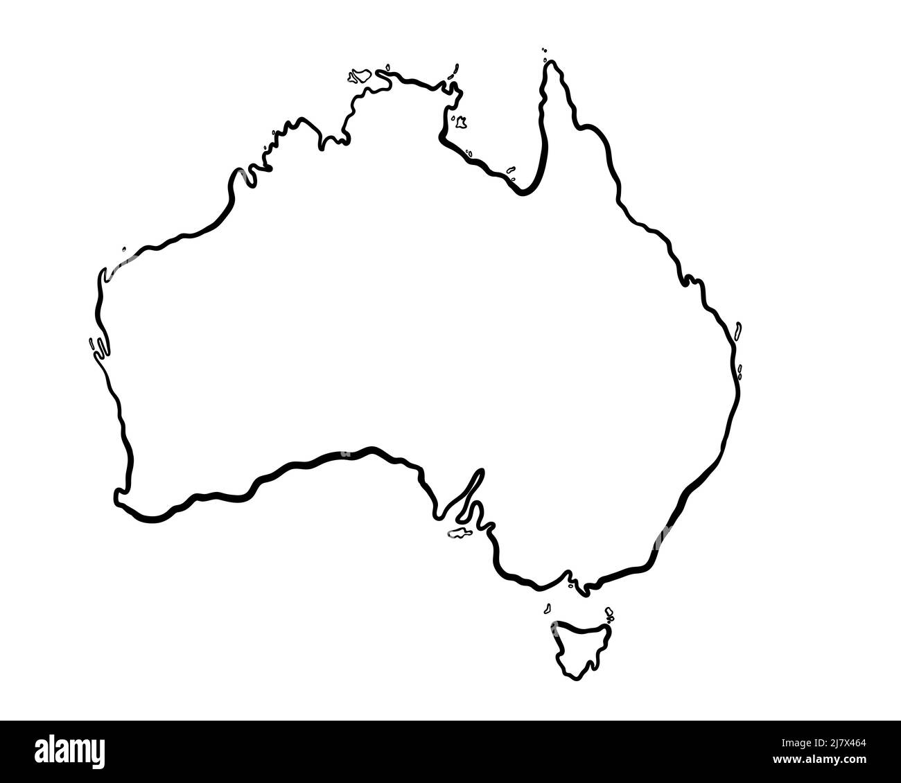 Australien - handgezeichnete Karte lllustration Stockfoto