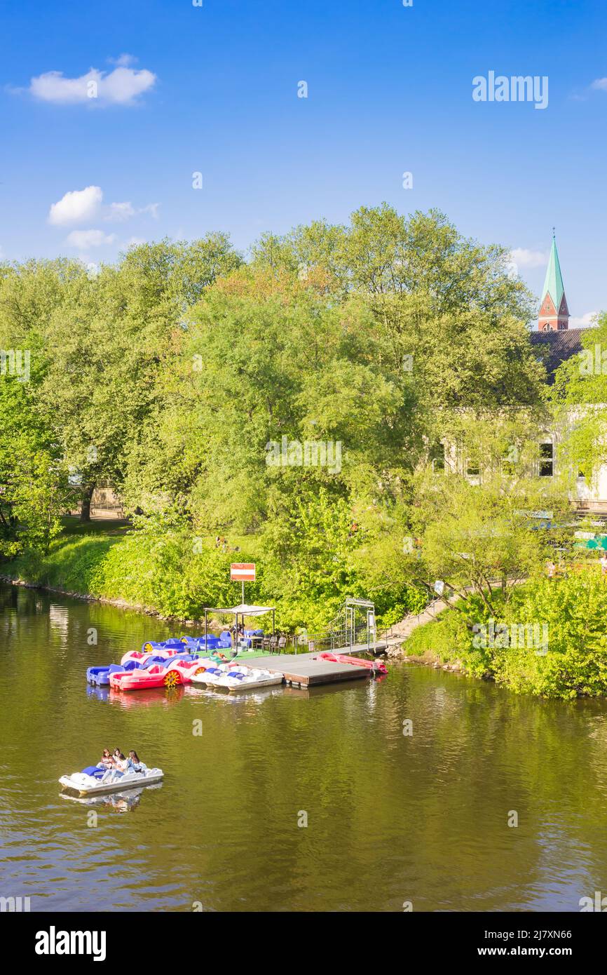 Tretboot im Ruhrgebiet in Werden, der Hochburg von Essen, Deutschland Stockfoto
