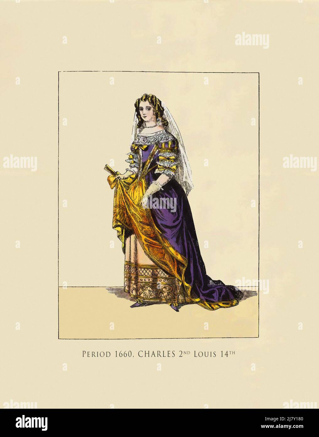 Zeitraum 1660. Charles 2. Louis 14 Stockfoto