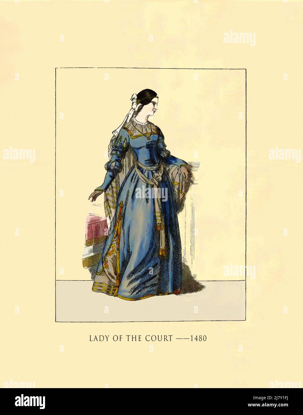 Dame des Hofes 1480 Stockfoto