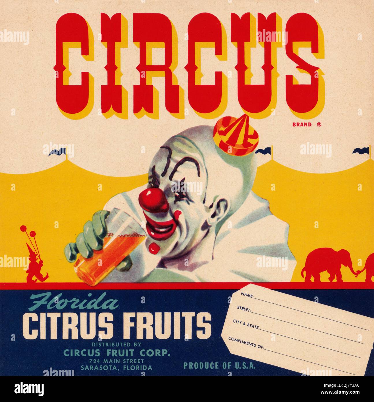 Circus Brand Florida Citrus Stockfoto