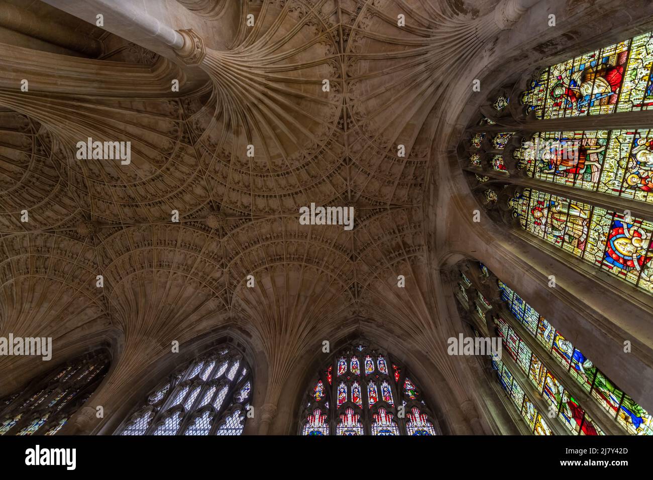 John Wastell's komplizierte Fan-vaulting und spät senkrechte Arbeit in der 16. c. Neues Gebäude am östlichen Ende der Peterborough Cathedral Stockfoto