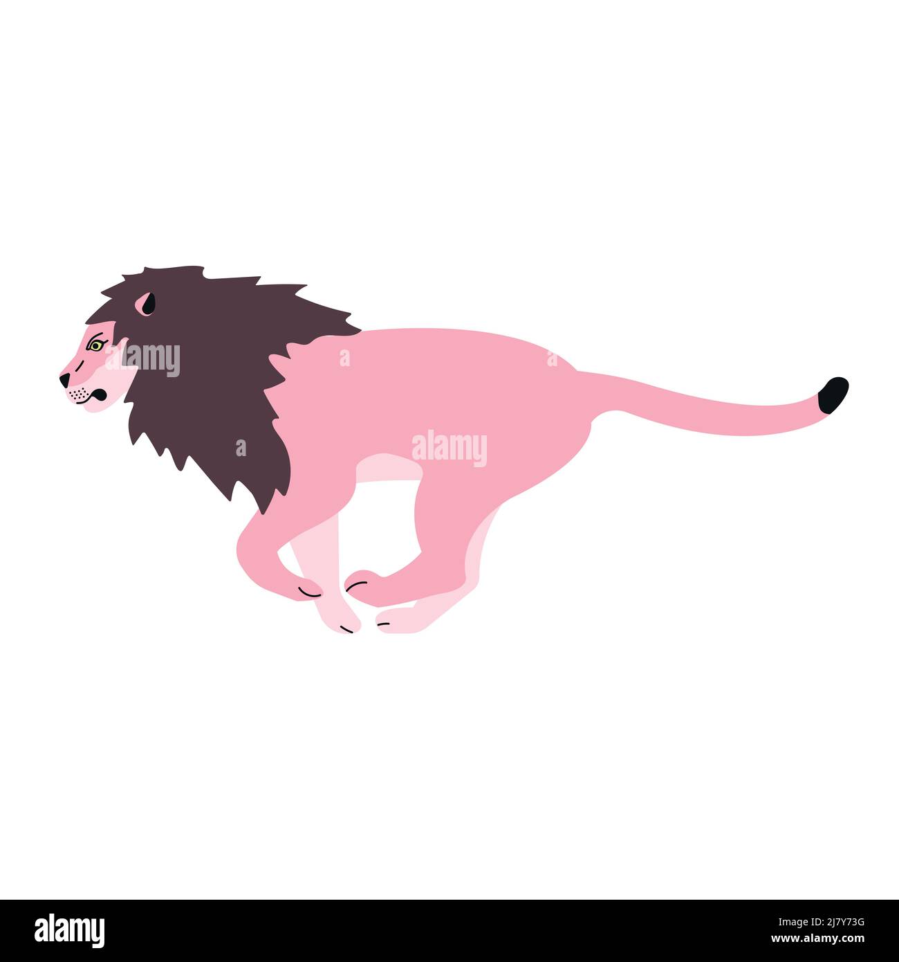 Vektor flach läuft rosa Löwe isoliert auf weißem Hintergrund Stock Vektor