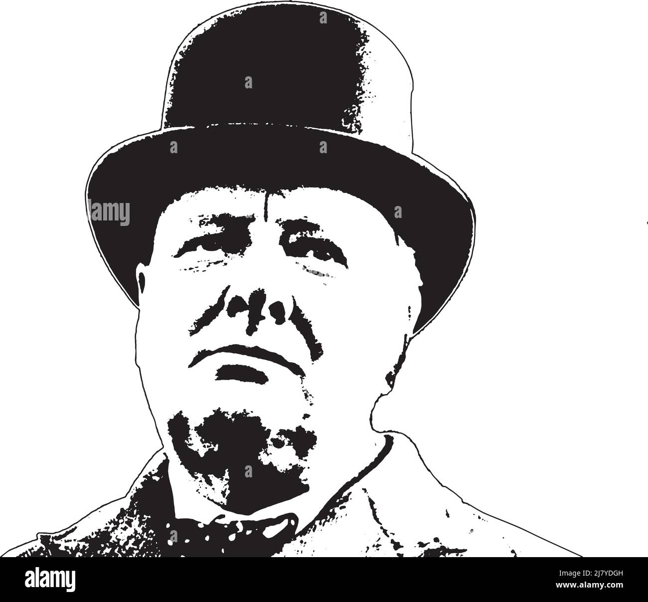 Winston Churchill Schwarz-Weiß-Kunstbild Stock Vektor