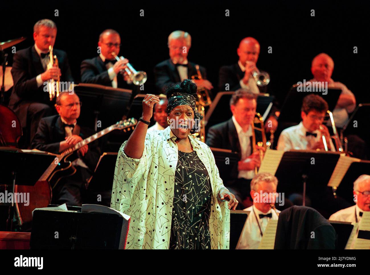 Jessye Norman probt für Aufführungen von JESSYE NORMAN : THE SACRED ELLINGTON im Barbican Theatre, London EC2 am 29 & 31/07/1999 ein Ellington-Jubiläumskonzert mit Duke Ellingtons Sacred Songs Stockfoto