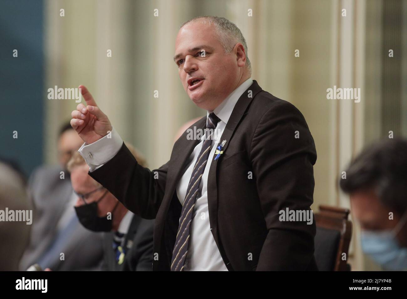 Jonathan Julien, der Minister für Energie und natürliche Ressourcen in Quebec, antwortet am Dienstag, den 15. März 2022, auf die Opposition in Bezug auf Erdgas in der Fragestunde Stockfoto