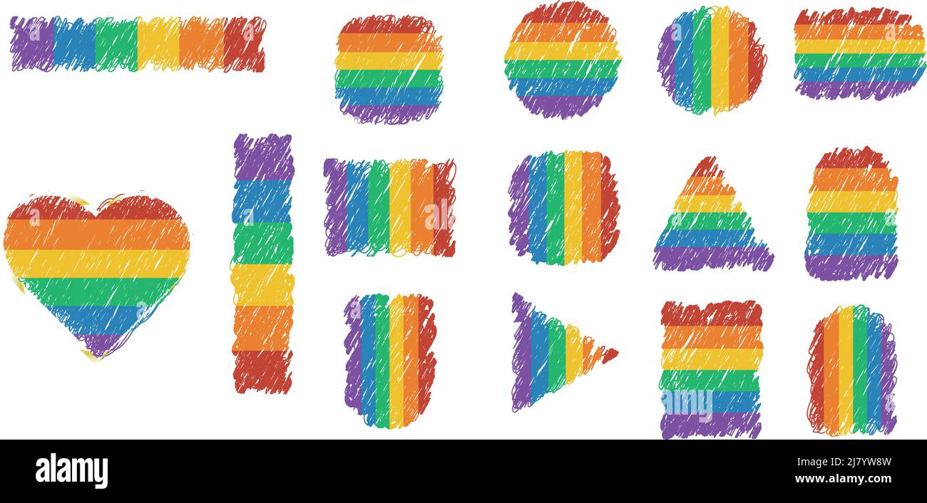 Stolz-Hintergrund mit Farbverlauf von LGBTQ Pride-Flagge und Schraffurmarker Stock Vektor