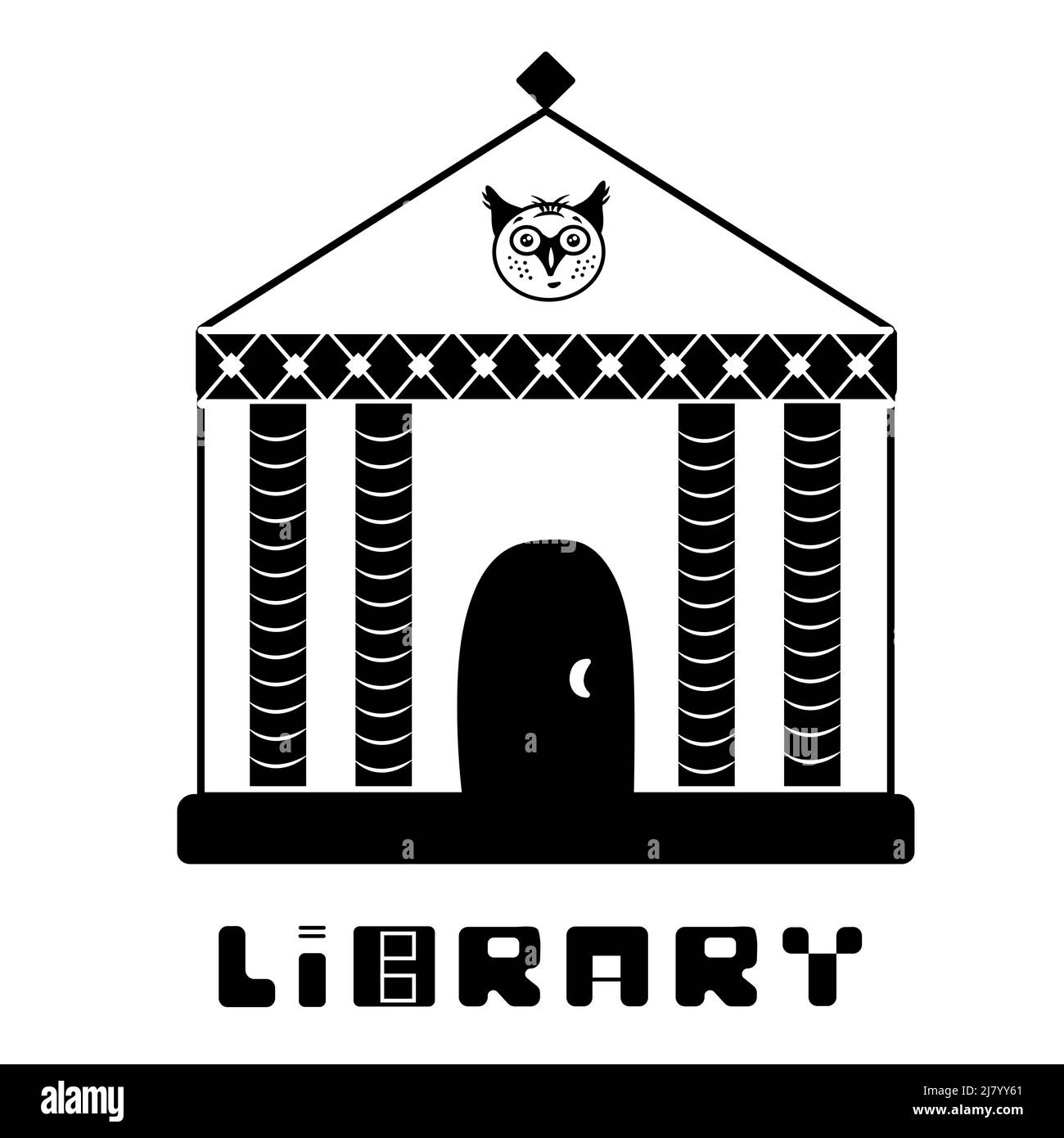 Bibliothek, Schwarz-Weiß-Illustration Stock Vektor