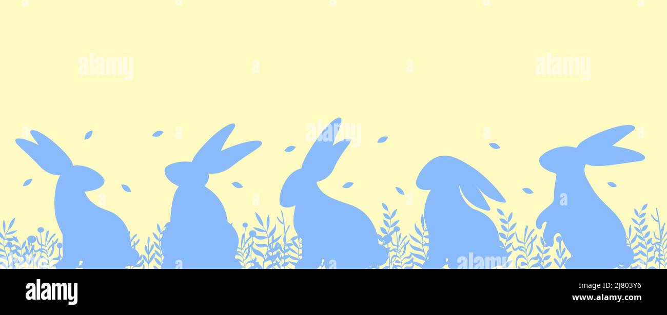 Frohe Ostern Banner. Trendiges Osterdesign mit Hase Stock Vektor
