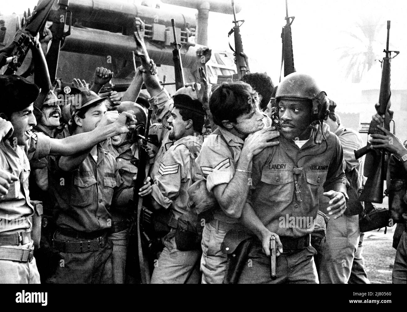 Eddie Murphy (rechts), am Set des Films, „Best Defense“, Paramount Pictures, 1984 Stockfoto