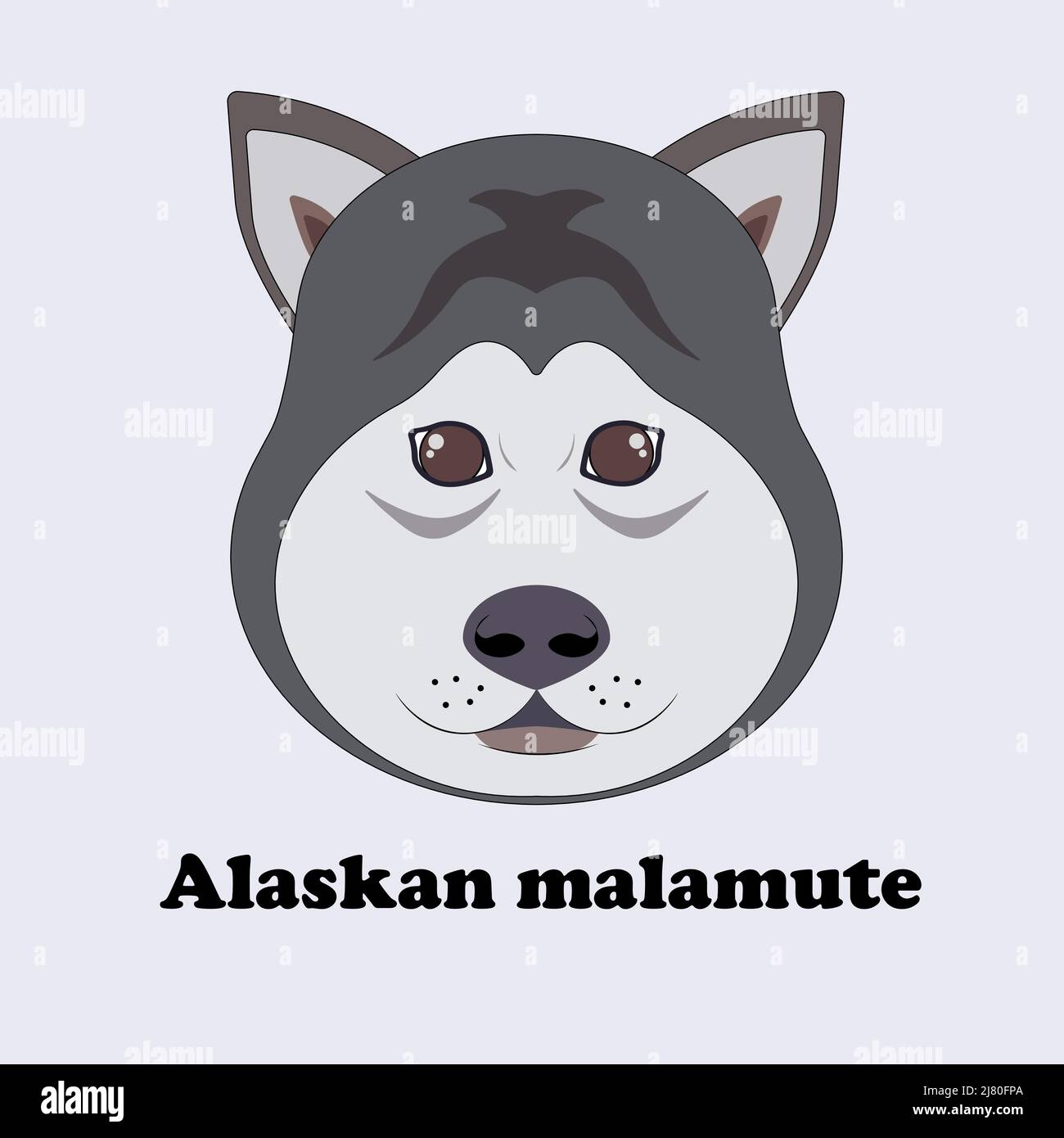 Alaskan Malamute. Drucken Sie mit einem Cartoon Husky. Stock Vektor