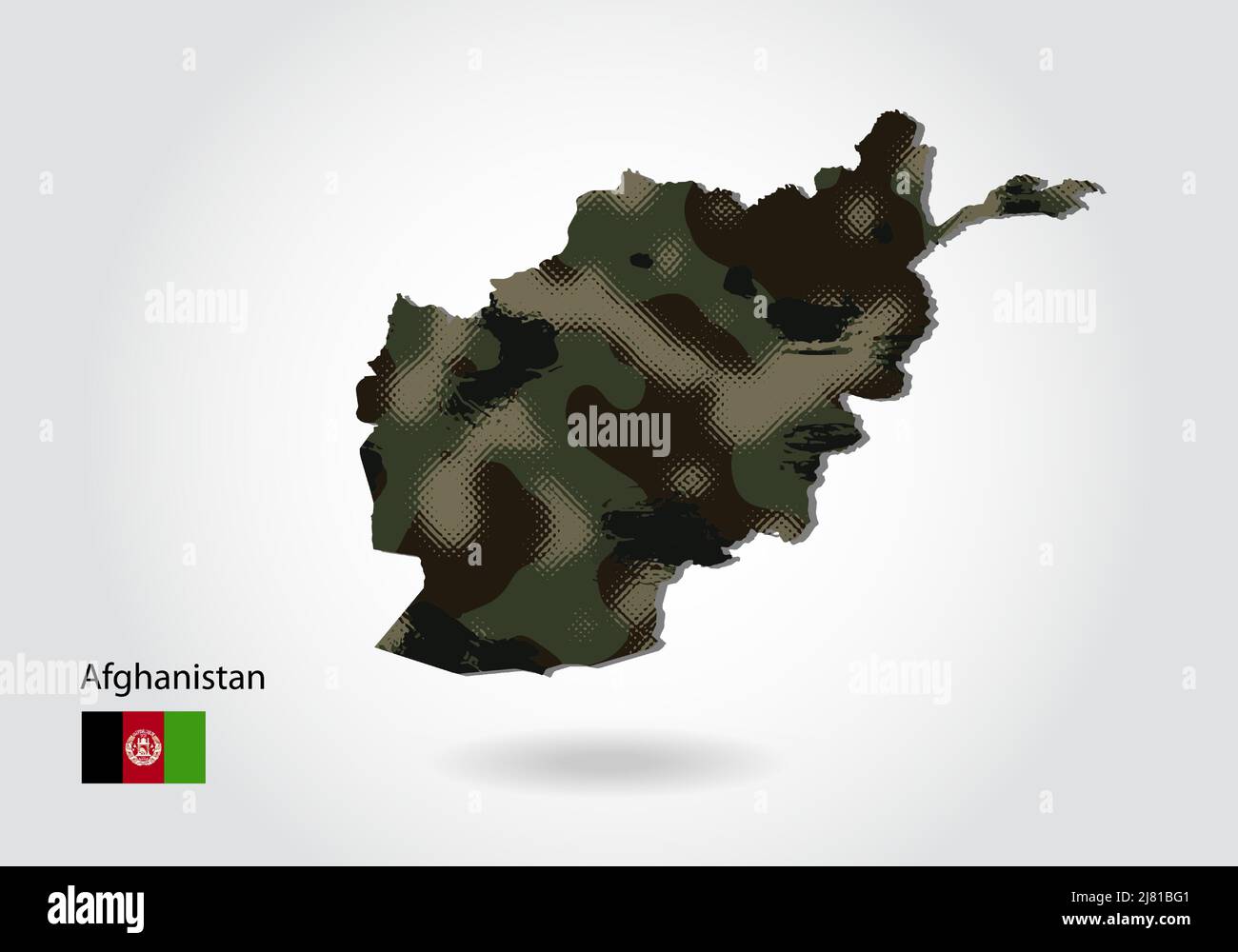 Afghanistan-Karte mit Tarnmuster, Wald / grüne Textur in der Karte ...