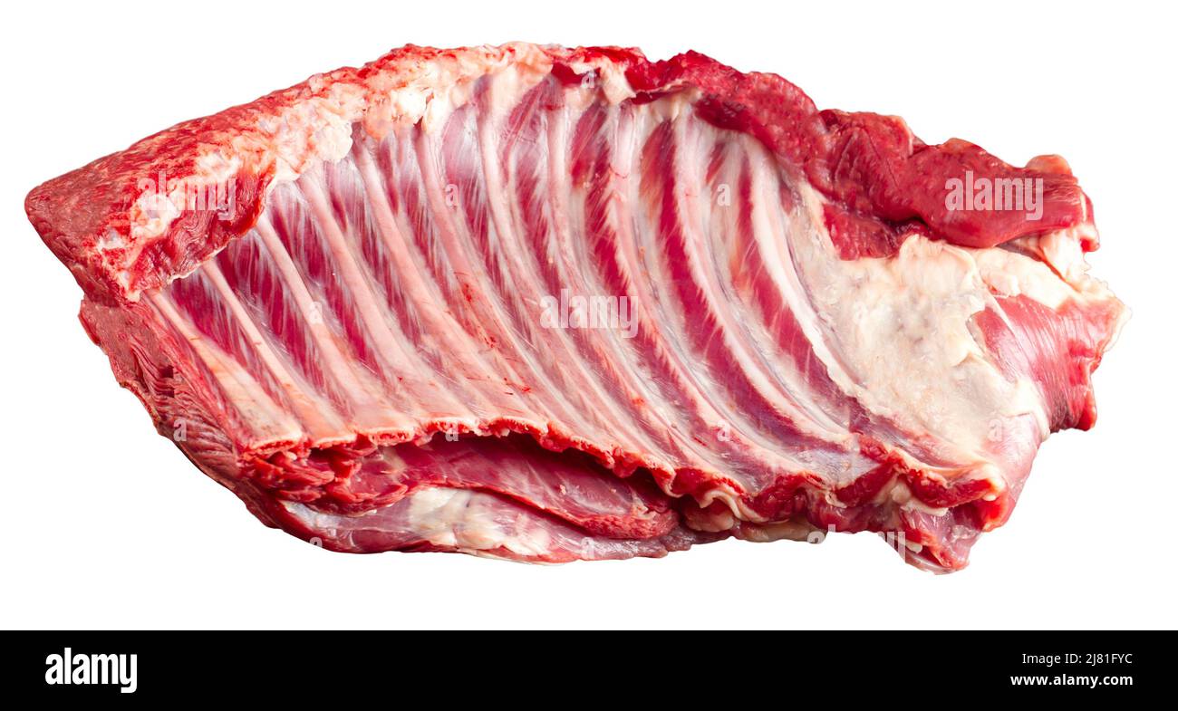 Isolierte frische rohe Rindfleisch Rippchen Fleisch Teil Stockfoto