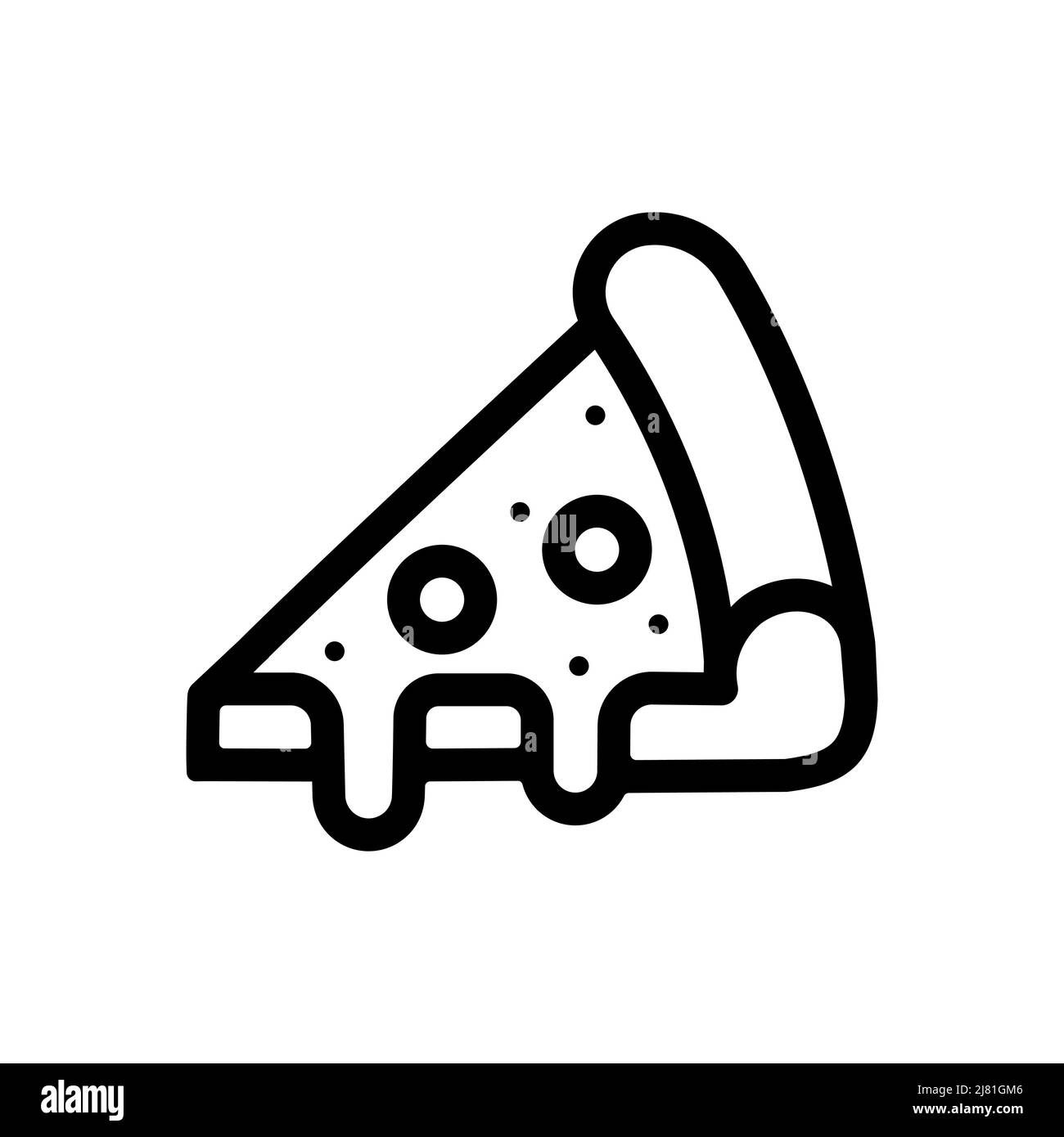 Ein Stück Pizza mit herunterfließendem Käse. Dünne Linie Symbol für Fast Food. Moderne Vektorgrafik. Stock Vektor