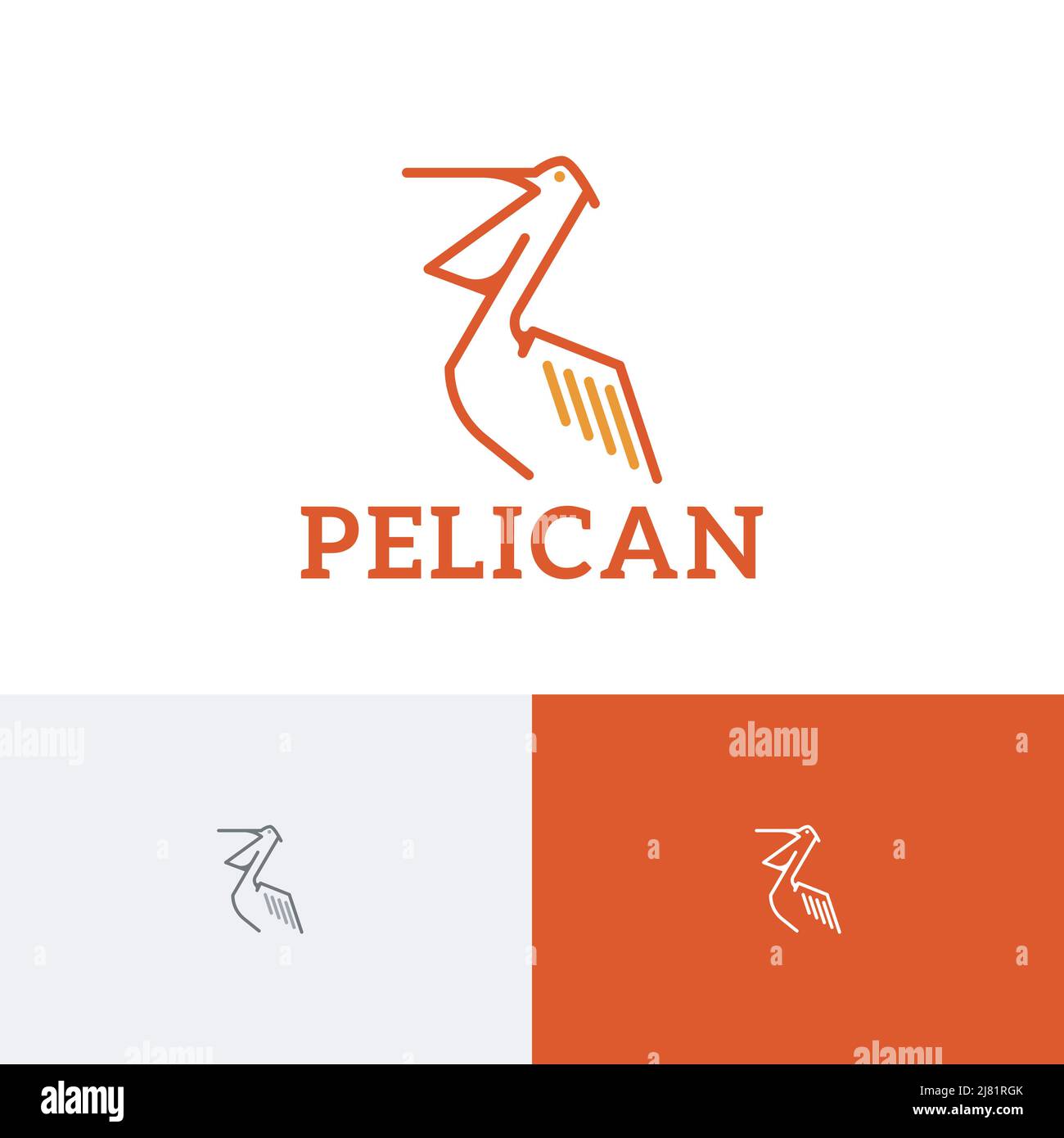 Pelican Open Schnabel Exotic Bird Monoline Logo-Vorlage Stock Vektor