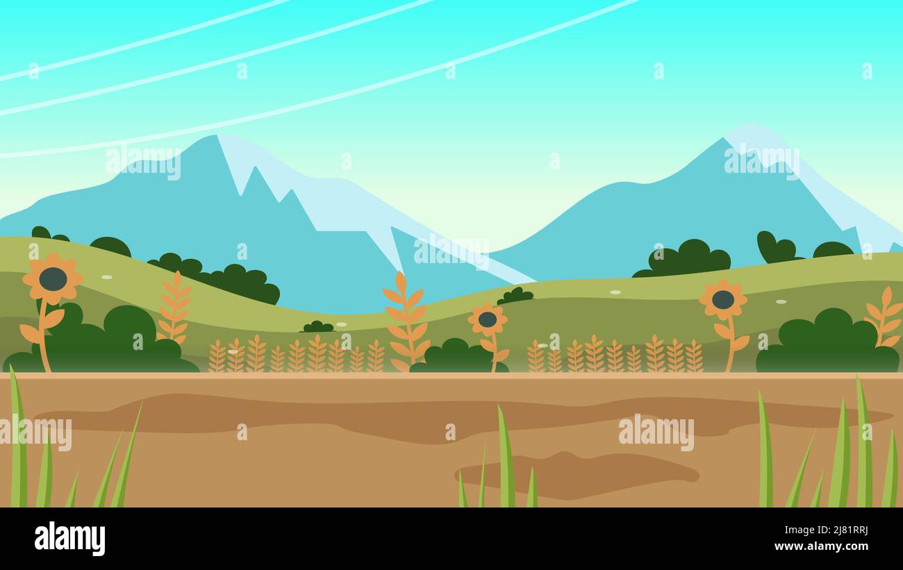 Natur Bergtal Sommerlandschaft, Landschaft Hintergrund Vektor Stock Vektor