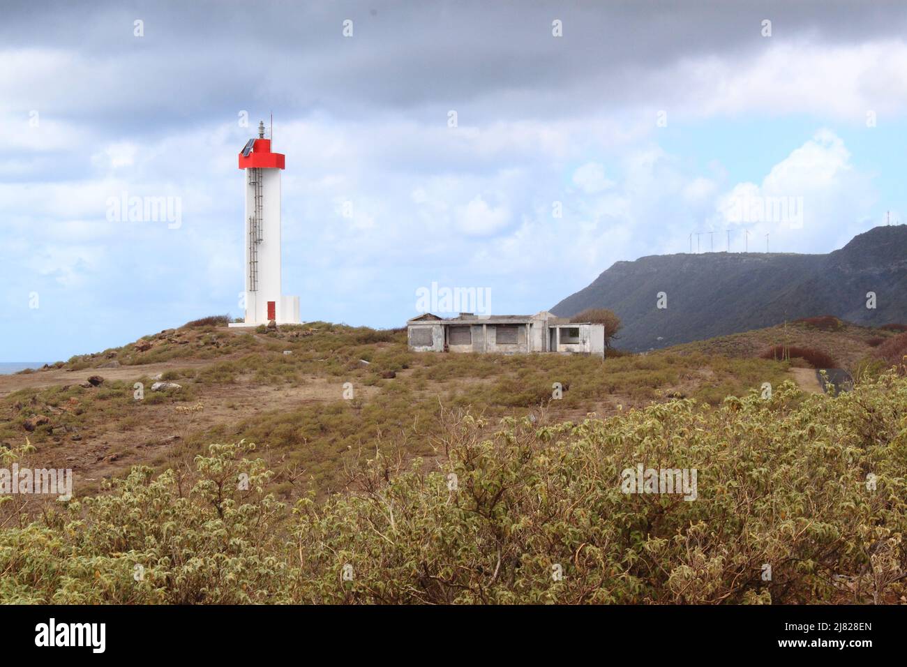 PHARE de la Pointe doublé de l'ïle de La Désirade Stockfoto