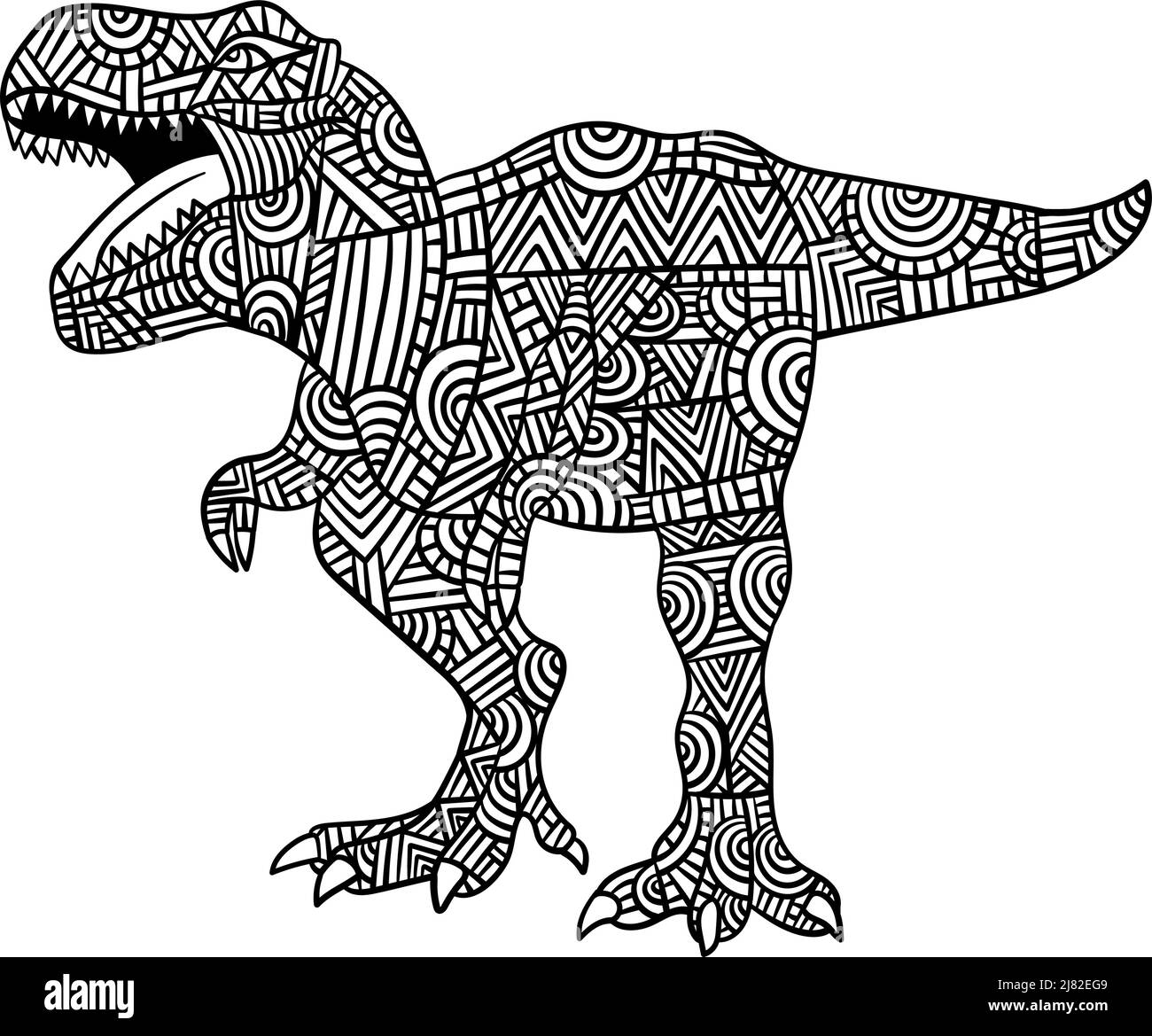Tyrannosaurus Rex Dinosaurier Mandala Malvorlagen Stock Vektor